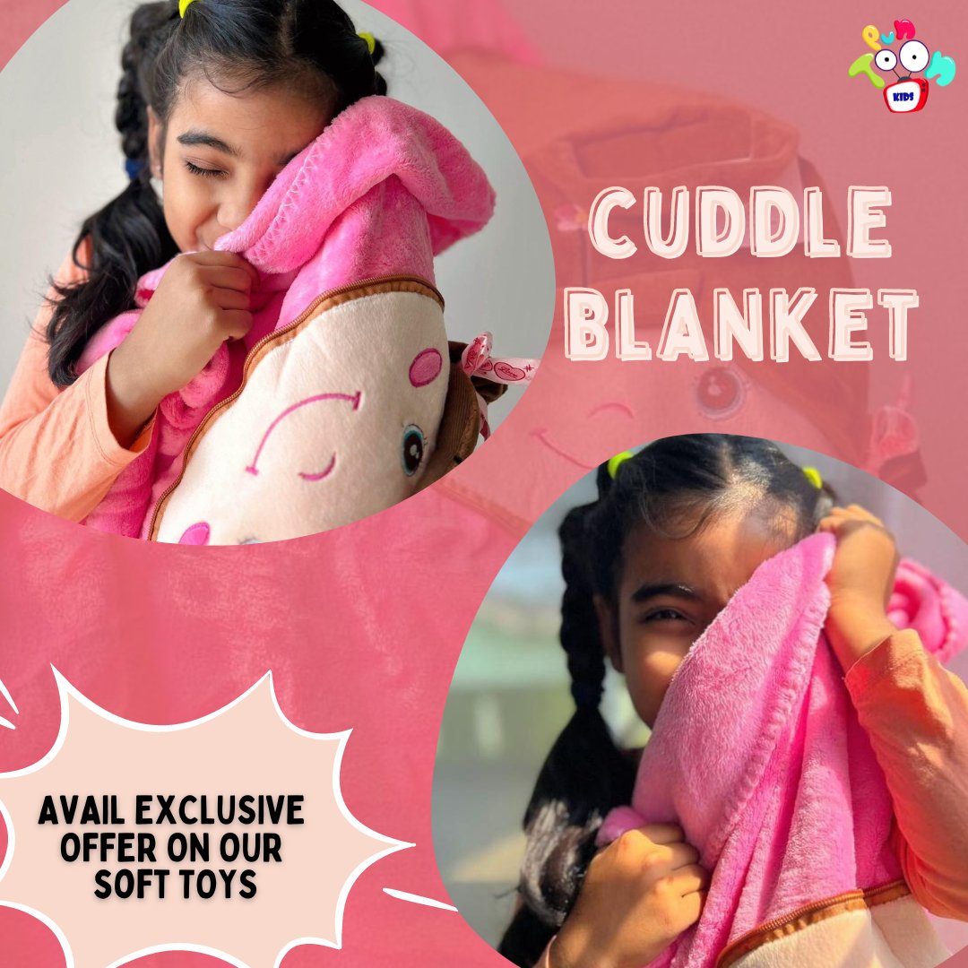 Unzip the fun with the Stow &amp; Throw Cuddle Blanket!
This cuddly character transforms from a pillow to a naptime buddy,
PLUS it has a surprise blanket hidden inside!✨Get your exclusive soft toy offer now!
#PunToonKids #CuddleBlanket #EasyClean #SafeForKid #SurpriseToy #KidsToys