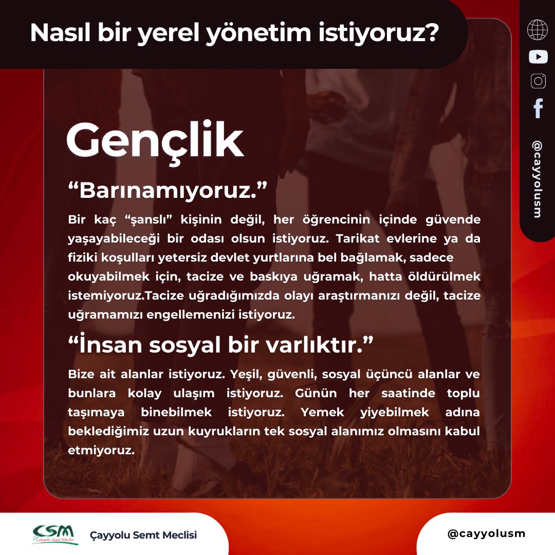cayyolusm's tweet photo. Nasıl bir yerel yönetim istiyoruz?
Gençlik https://t.co/MxpR5buUUt