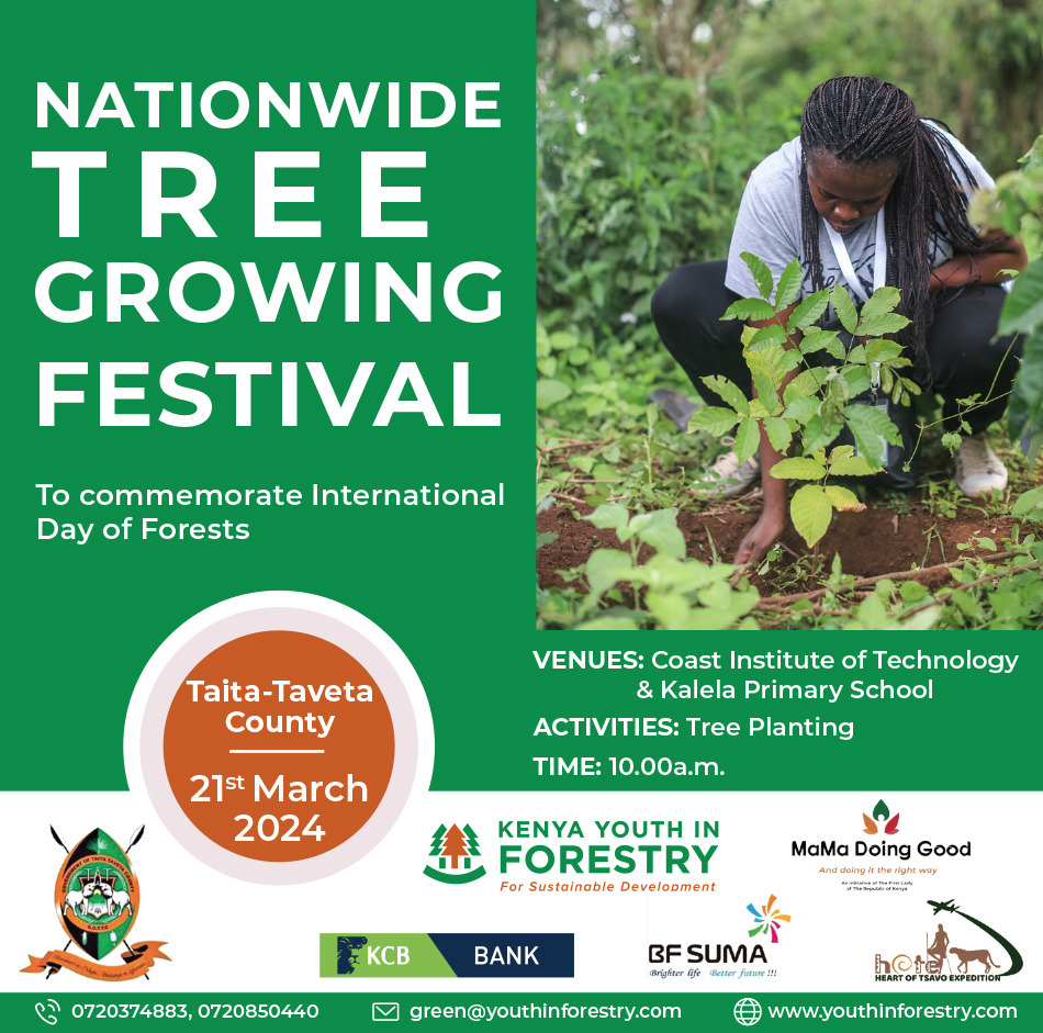 TheeMoraa's tweet photo. The Youth-Led, Nationwide Tree Growing Festival is set for 21ST March 2024. Join us in the different designated sites across the country. Taita Taveta County Venues are Coastal Institute of Technology &amp; Kalela Primary School. #earthquake #earthquakes #trees #SDGs #sdg13 https://t.co/pzLmPG151h