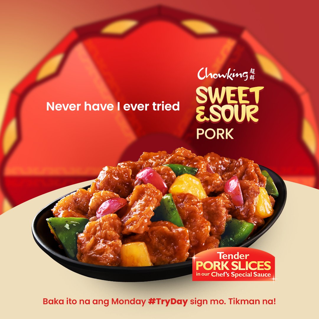 chowking_ph's tweet photo. Great things come to those who don’t wait. 
Kaya try something new na this Monday #TryDay! 😋

Tikman na ang Sweet &amp; Sour Pork. ✨ https://t.co/sbelKULjj4