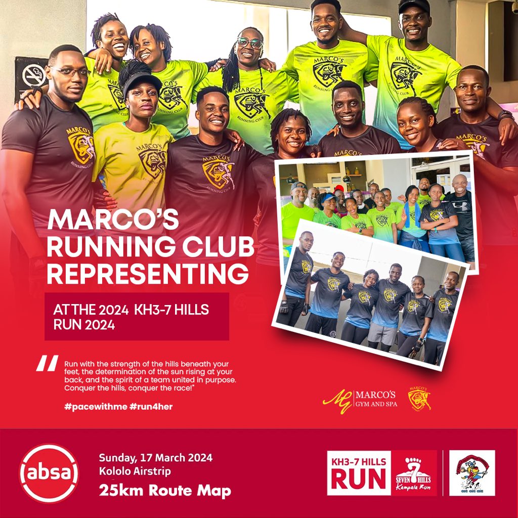 Run with the strength of the hills beneath your feet, the determination of the sun rising at your back, and the spirit of a team united in purpose. Conquer the hills, conquer the race! @AbsaUganda @tom_kabali @MarcosGymSpa1 

#pacewithme
#run4her
#KH3_7hills