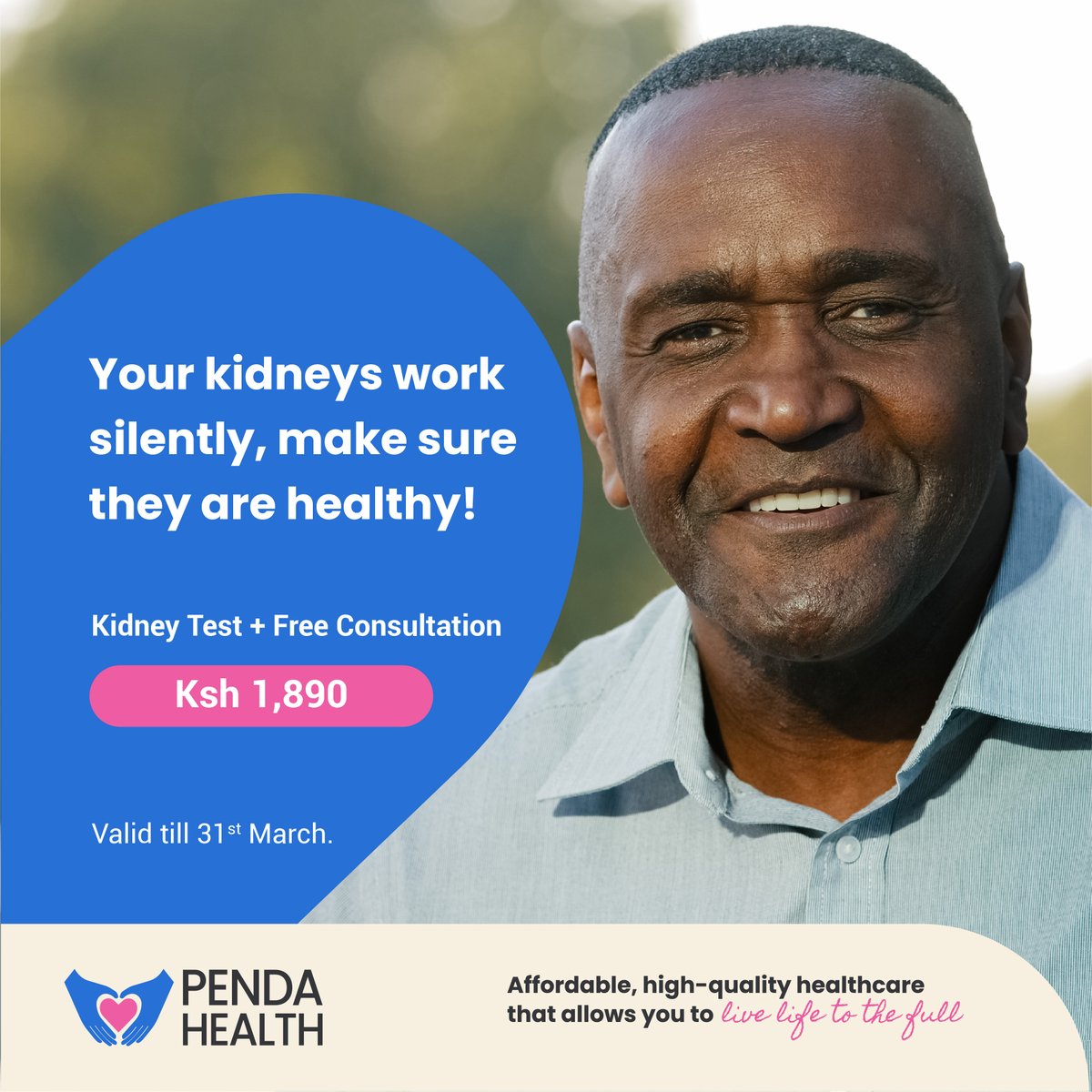 It's World Kidney Day!

How healthy are your kidneys?

Visit your nearest Penda Medical Centre for kidney screening and free consultation at only Ksh 1890!
Offer valid till 31st March!

#livelifetothefull
#WorldKidneyDay2024