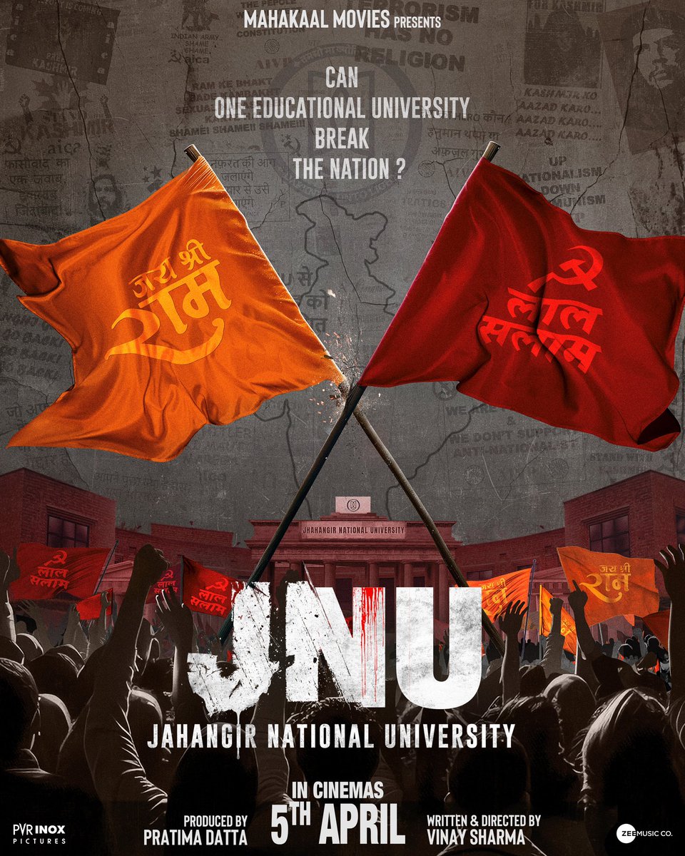 SIDDHARTH BODKE - URVASHI RAUTELA - RAVI KISHAN - PIYUSH MISHRA - VIJAY RAAZ: ‘JNU’ NEW POSTER LAUNCHED… 5 APRIL RELEASE… A PVR INOX Pictures release… #SiddharthBodke, #UrvashiRautela, #PiyushMishra, #RaviKishan, #VijayRaaz, #RashmiDesai, #AtulPandey and #SonnalliSeygall star