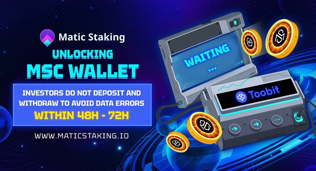 📣📣📣 IMPORTANT ANNOUNCEMENT TO ALL INVESTORS

Hello MaticStaking community,

For convenience, we are unlocking investors to withdraw MSC to Toobit for trading. To make the transition process smooth and provide the best experience for investors and to avoid errors in data,