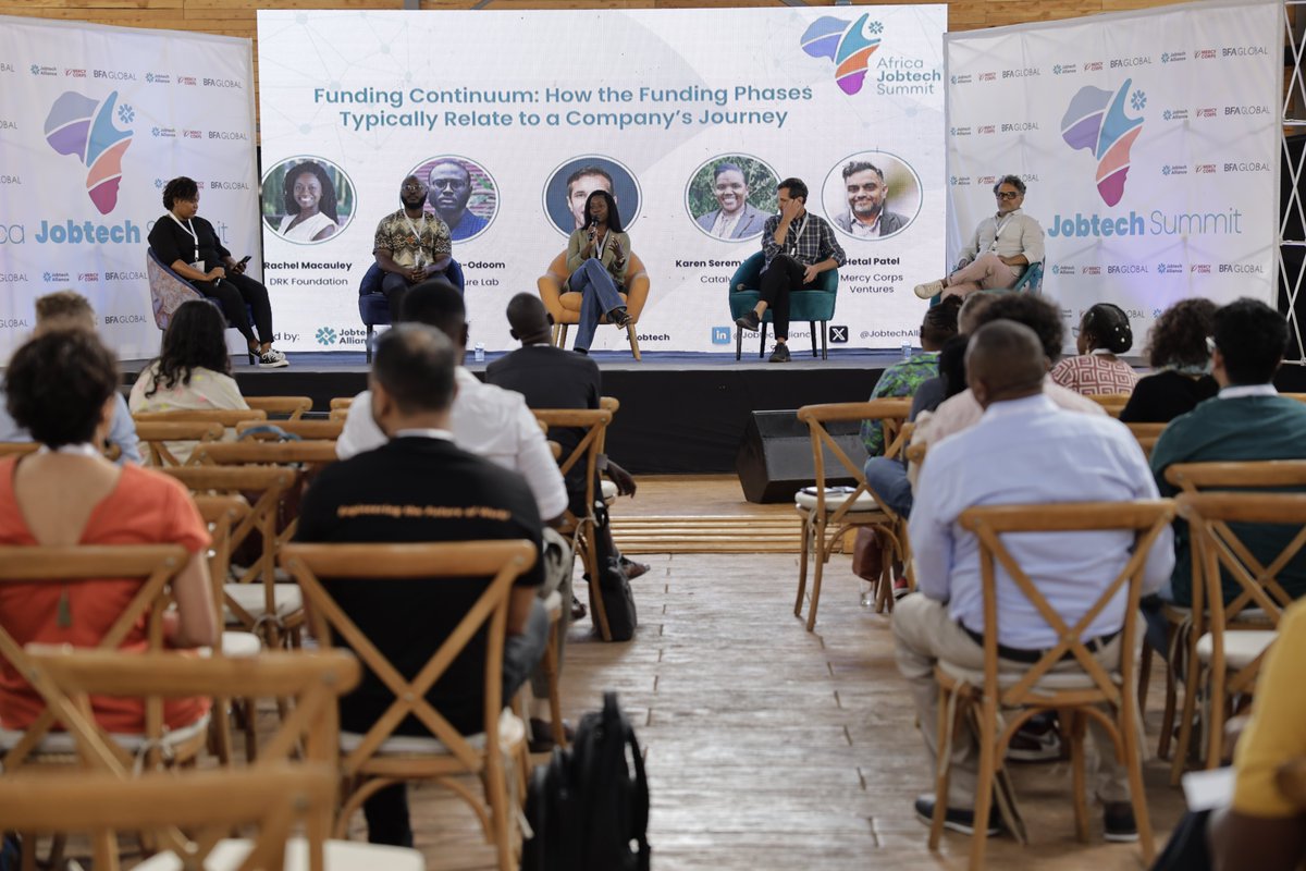 BFAGlobal's tweet image. Excited for day 2 of #AfricaJobtechSummit! Don&apos;t miss the insightful panel &quot;Funding Continuum: How Funding Phases Relate to a Company&apos;s Journey&quot; with @TheCatalystFund, @MCSocialVenture, @DRKFoundation, @AccionVLab &amp;amp; @NairobiAngels 

@JobtechAlliance 

#jobtechsummit #futureofwork