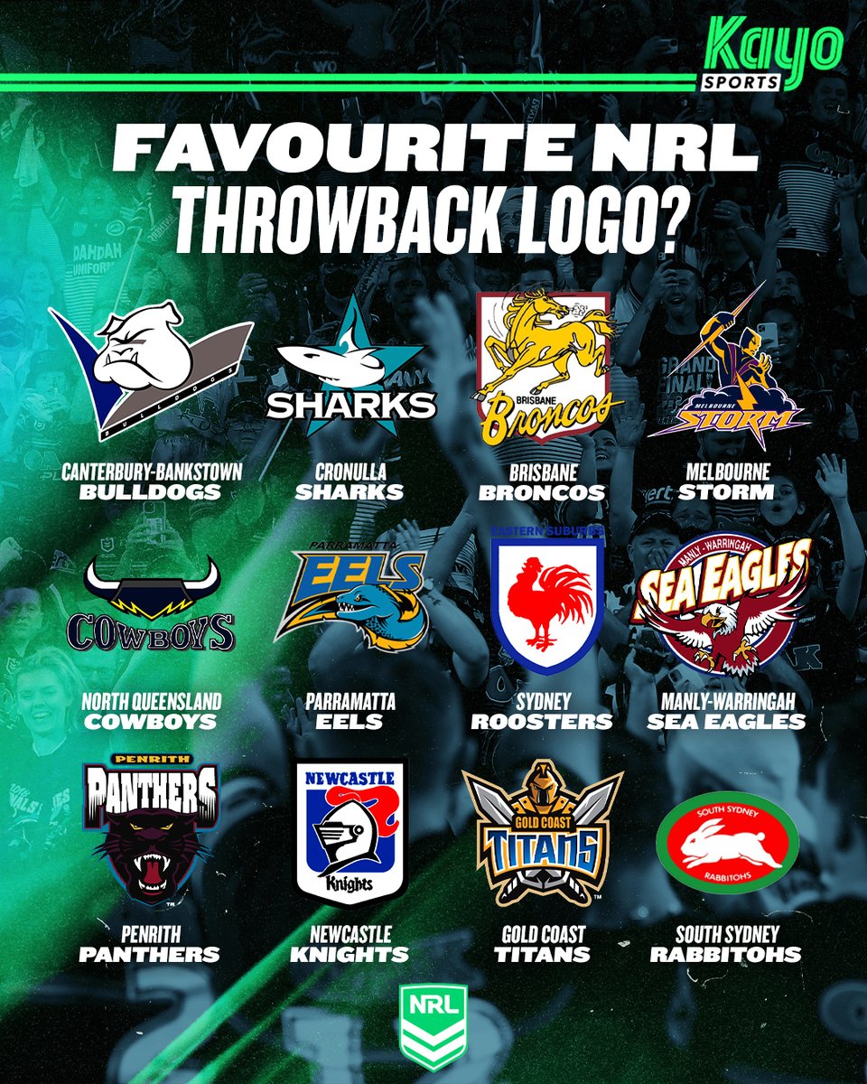 Throwing it back to the golden days of NRL logos! Which classic design is your favourite? #ThrowbackThursday #NRL #NRL24