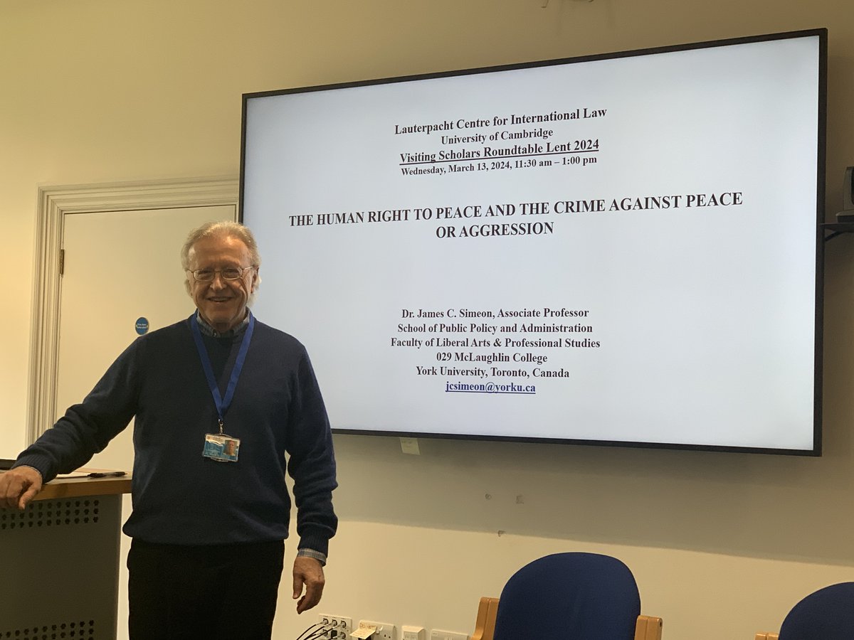 Visiting Scholars Roundtable Lent 2024, Lauterpacht Centre for International Law, University of Cambridge, photo prior to my presentation yesterday on 'The Human Right to Peace and the Crime Against Peace or Aggression.' Many thanks to all my colleagues who were able to join me!!