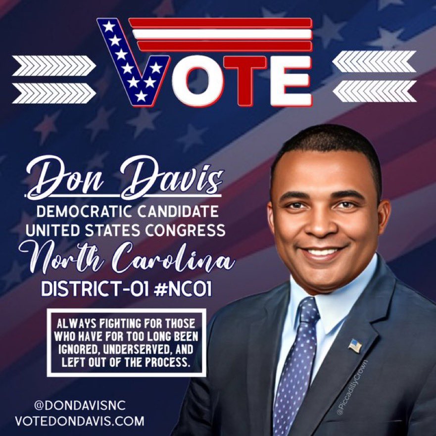 GroovyChic1960s's tweet image. 📌 @DonDavisNC
📌 votedondavis.com
NC Vote Democrat and
public servant Don Davis 
to U.S. Congress #NC01! 
Vets
Economy
Education
Healthcare
Environment
Womens rights
Meals on Wheels
Kids food funding
Rural Infrastructure
Criminal justice reform

#wtpBLUE
#wtpGOTV24 #OBV