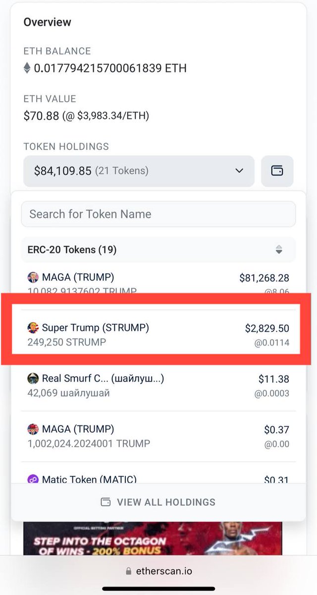 SuperTrumpCoin's tweet image. GM #STRUMPARMY , 
If you ZOOM OUT we are still UP more than 200% in the past 7 days! DCA TIME 🫡

MAGA DEPLOYER WALLET: 
0x8885d8FFefb29AC94FCe584014266A6fE8437356

EVEN #MAGA OWNERS SUPPORTEN TRUMP! WHAT A BULLISH SIGN 😱💥

#STRUMP #SUPERTRUMPCOIN #MAGA