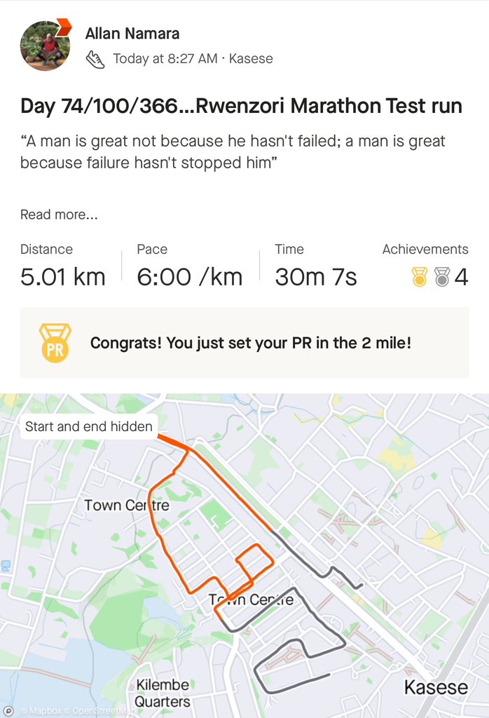 namaraallan's tweet image. Testing the 5km fun run in the Rwenzori city. @wekesa_amos @JuliusNkuraija The city is well lit at night and ready.
#UgTukoWapi @Comrade_Otoa i missed catching you here in Kasese.
