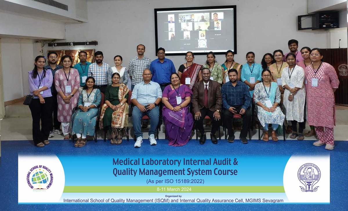 _mgims's tweet image. The Internal Quality Assurance Cell (IQAC) of MGIMS Sevagram conducted a 4-day Medical Laboratory Internal Audit and Quality Management System Course from 8-11 March 2024. Read More: mgi.ms/iqac

#iqac
