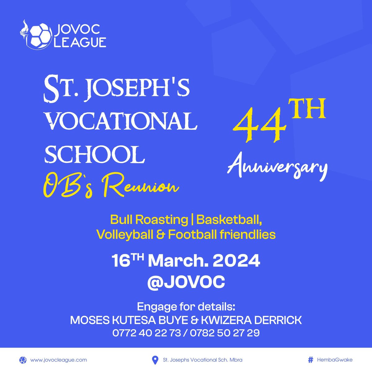 Reconnect &amp; reminisce! 

Join us at the old students' homecoming event this Saturday, March 16th at Jovoc. 

Don't miss out on the memories! 

#HembaGwake #JLSeasonIV