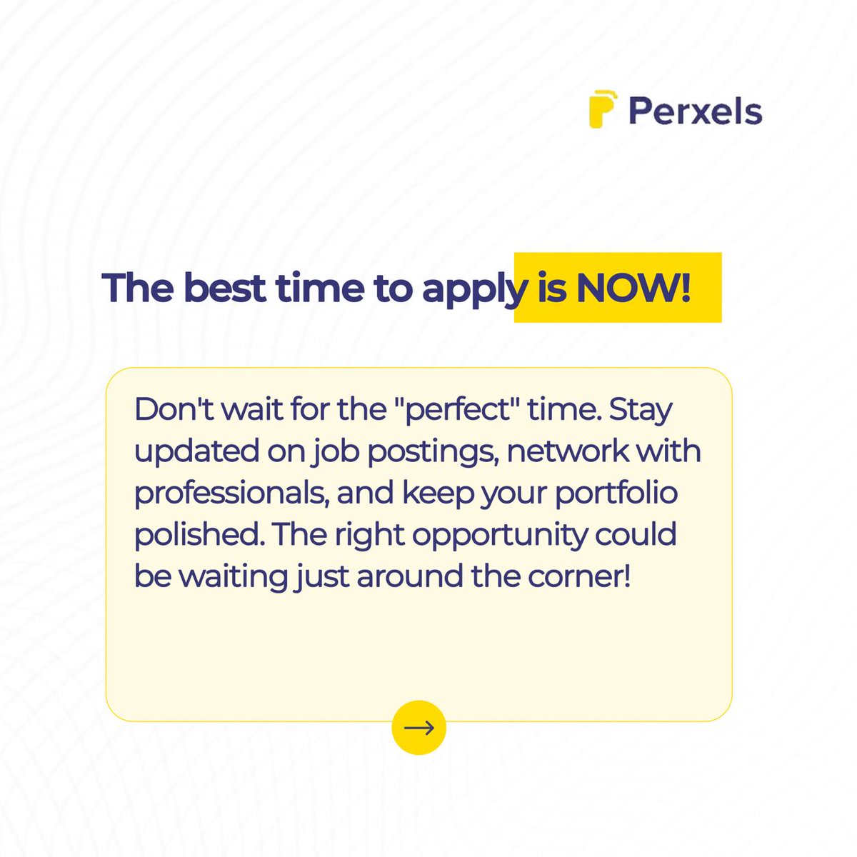 perxels's tweet photo. Remember, continuous learning and proactive networking are key too.
I can't wait to see you flying 😍
P.S. Tell me about your recent job application journey? Was it a success or did it flop?
#careertips #perxelscommunity #beprepared #stayrelevant #networklikeapro https://t.co/RU6nefj2o2