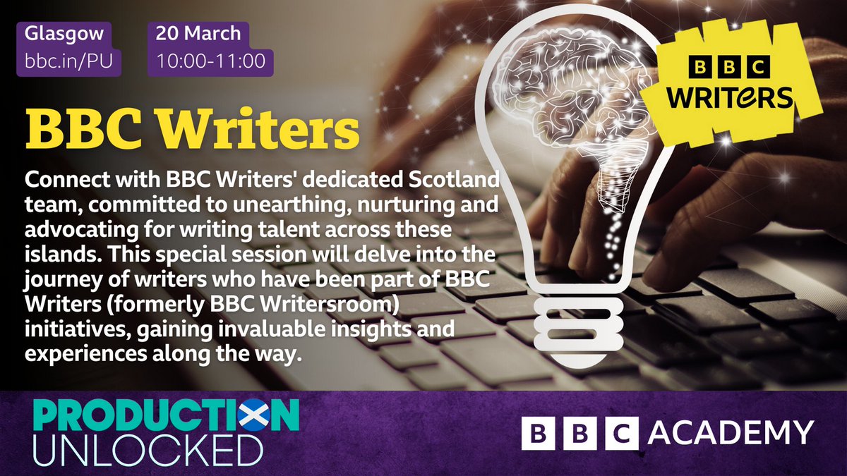 📝 Unleash your storytelling potential with @BBCWritersRoom! Discover how they nurture writing talent across the UK and hear from successful alumni. #ProductionUnlocked 🖋️ Register now, free: bbc.in/PU