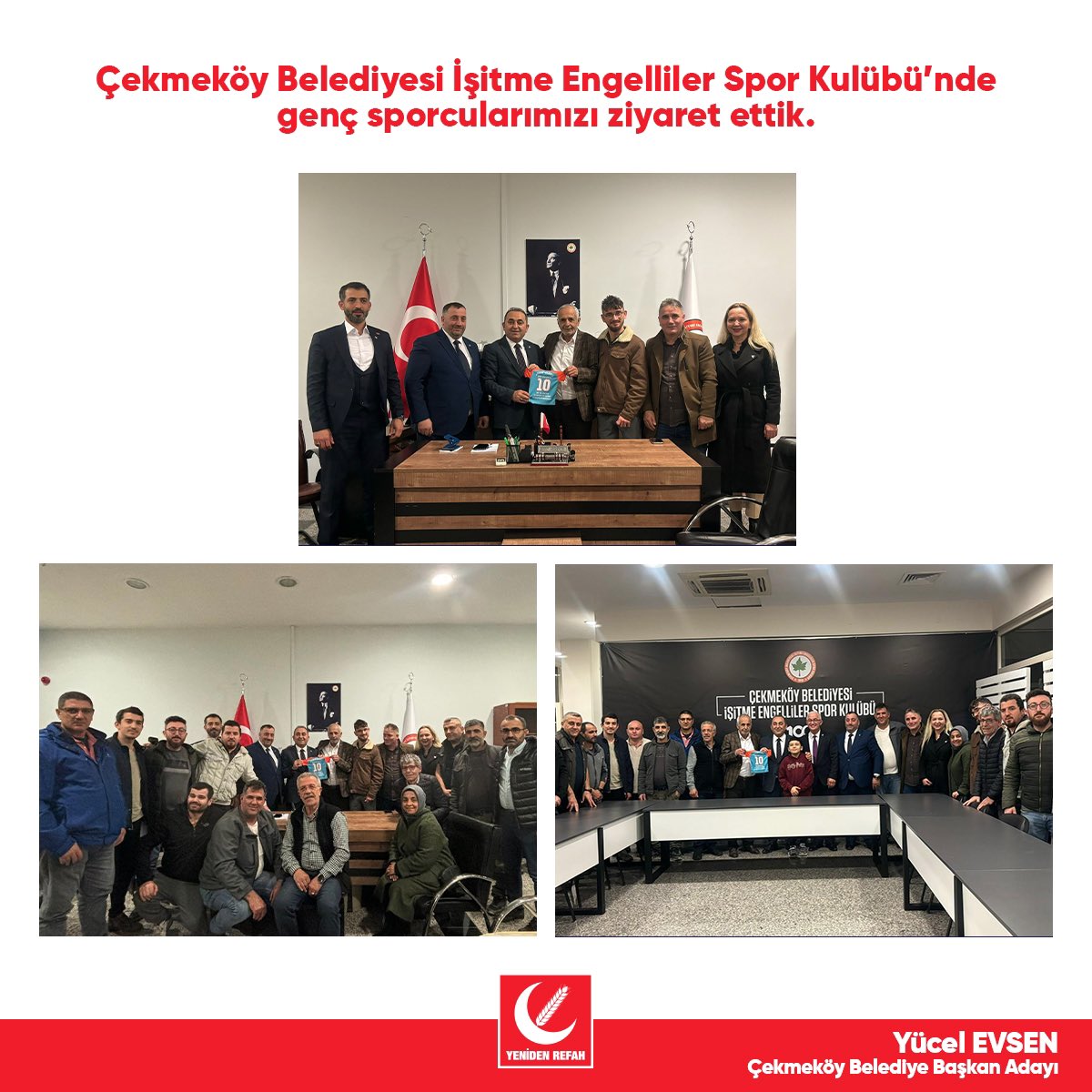 yucelevsentr's tweet photo. Çekmeköy Belediyesi İşitme Engelliler Spor Kulübü’nde genç sporcularımızı ziyaret ettik.

#YenidenRefah #FatihErbakan #YücelEvsen #Çekmeköy #İstanbul https://t.co/dXn6xGoMqE