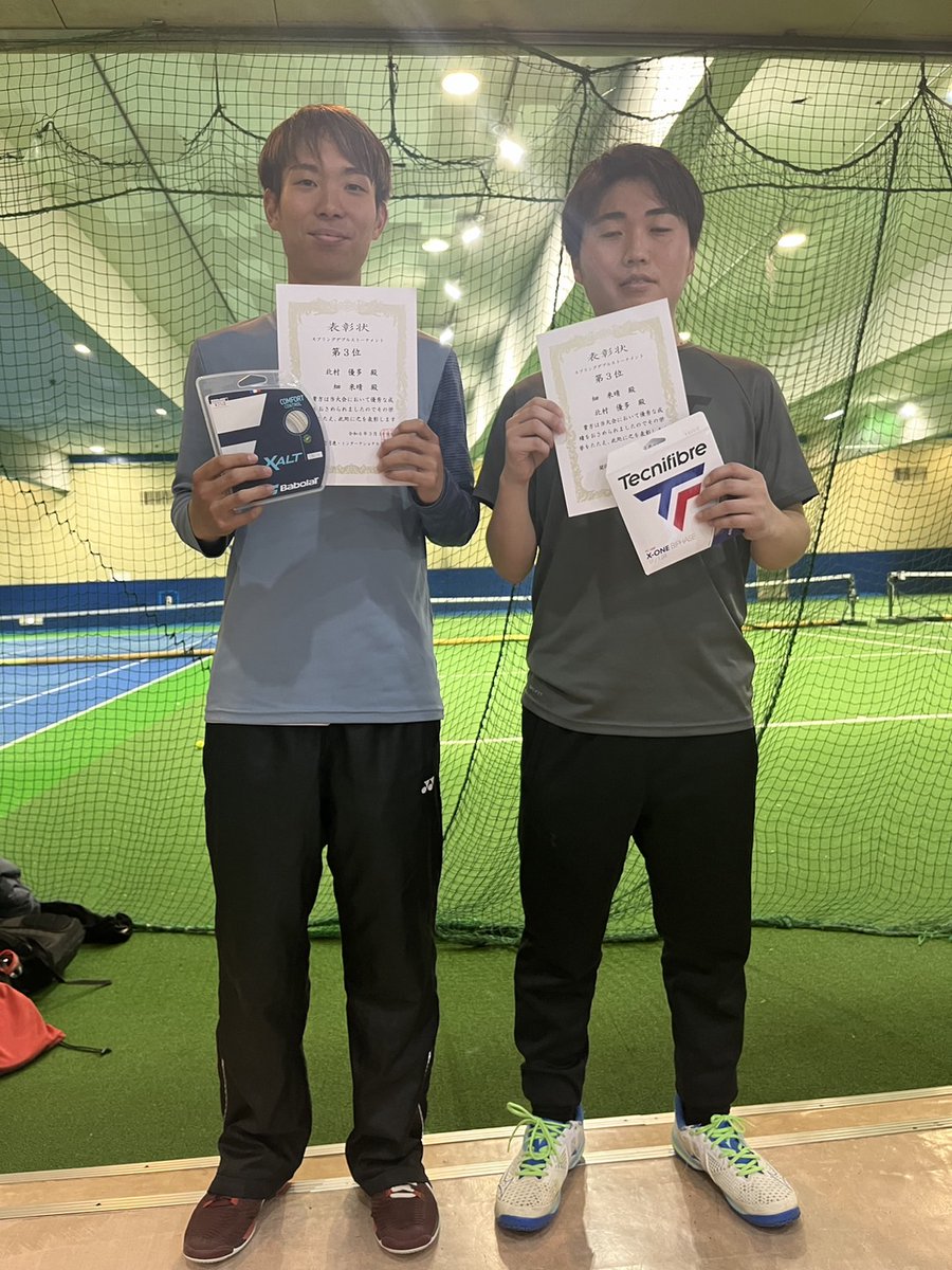 ISTENNIS's tweet photo. 今日は関同連☓ISコラボスプリングダブルスでした!
ハイレベルな試合ばかりで見応えありましたよ👍
ラケット抽選会も盛り上がりましたね🤩

試合結果
優勝　丸岡草太、光谷孝文
準優勝　蓮見友羽、村田滉明
３位　北村優多、畑来晴
４位　伊藤将臣、村上慶

おめでとうございます🎊 https://t.co/nOEPMywwHu