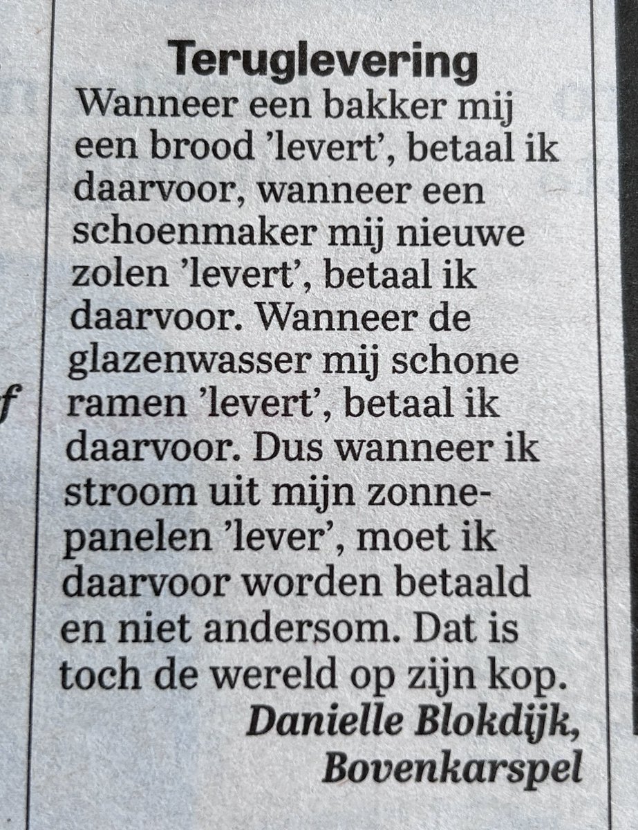 blauwboksem's tweet photo. Zo heurt het te zijn… 
Wij betalen, zij betalen
#teruglevering #zonnepanelen
#Energie https://t.co/3cNEuKyE6z