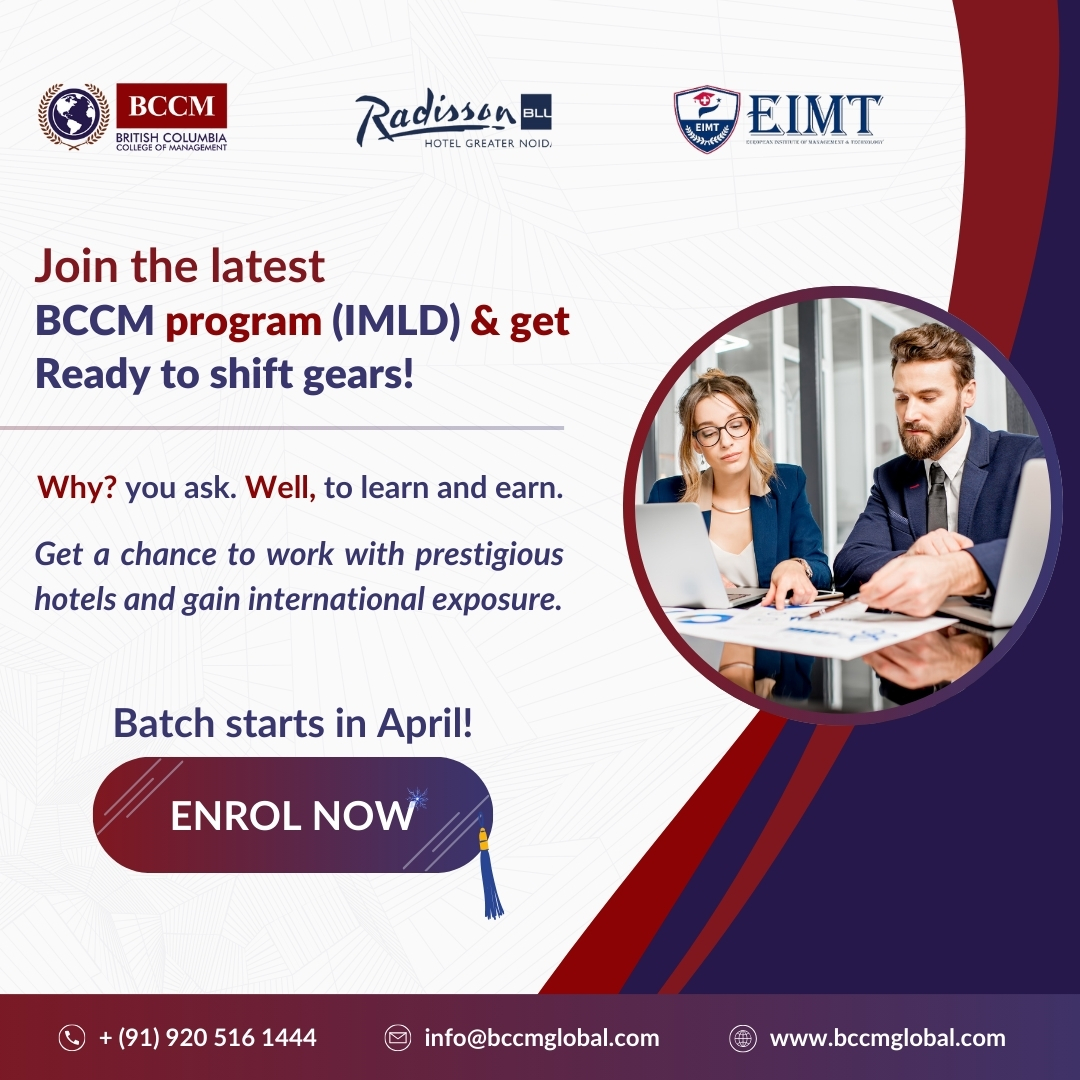 bccm_global's tweet image. Shift gears in your career with #BCCMGlobal&apos;s IMLD program. Work with top hotels, learn from industry experts, and go international. Your future in hospitality begins this April! #AdvanceYourCareer #InternationalLearning #ManagementLeadership #EducateToInnovate #Career