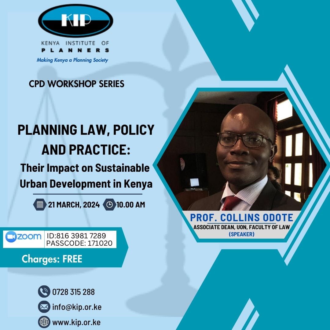 KIP invites you to the 3rd CPD SERIES of the year 2024 on Planning Law, Policy and Practice. This will be a virtual CPD scheduled for Thursday 21st March, 2024. Use the link below to register. docs.google.com/forms/d/e/1FAI…