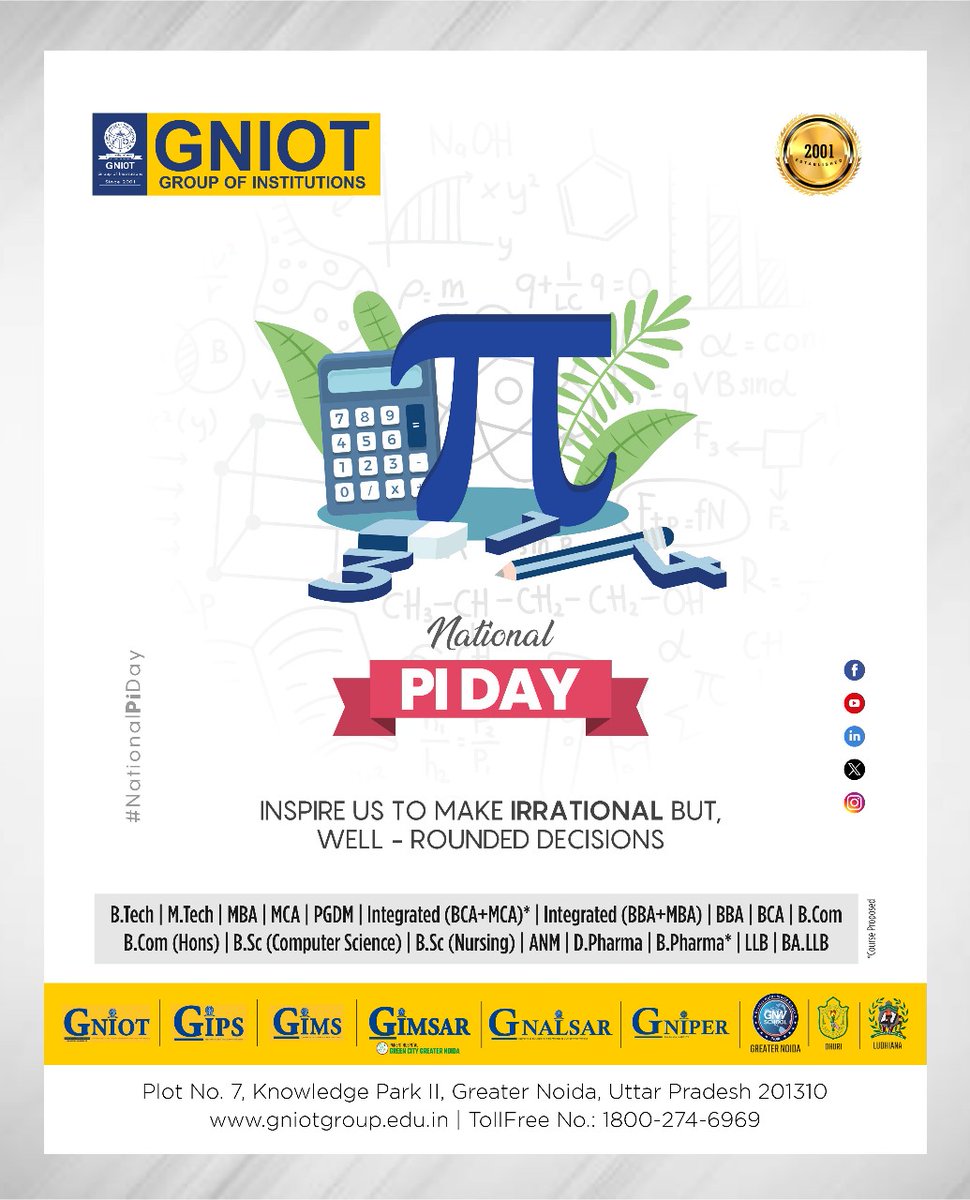 Happy Pi Day! Today, let's embrace the beauty of π, marvel at its infinite digits, and treat ourselves to a slice (or two) of pie. Cheers to the magic of mathematics and the joy of indulgence!

#Piday #Pieday2024 #Nationalpieday #happypiday #Mathematics