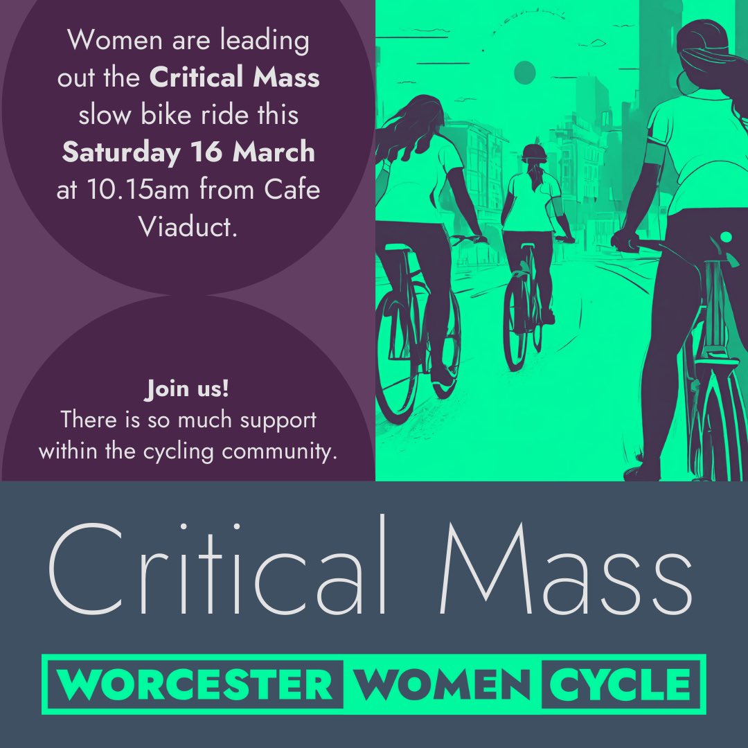 Critical Mass is this Sunday at 1015 - we will be led by some of <a href="/BikeWorcester/">Bike Worcester</a> women to celebrate IWD!