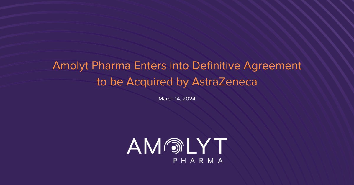 We are proud to announce that Amolyt has entered into a definitive agreement to be acquired by @AstraZeneca! This transaction will bolster the development of eneboparatide for patients with HPT and advance our clinical portfolio. More in our press release: brnw.ch/21wHRlN