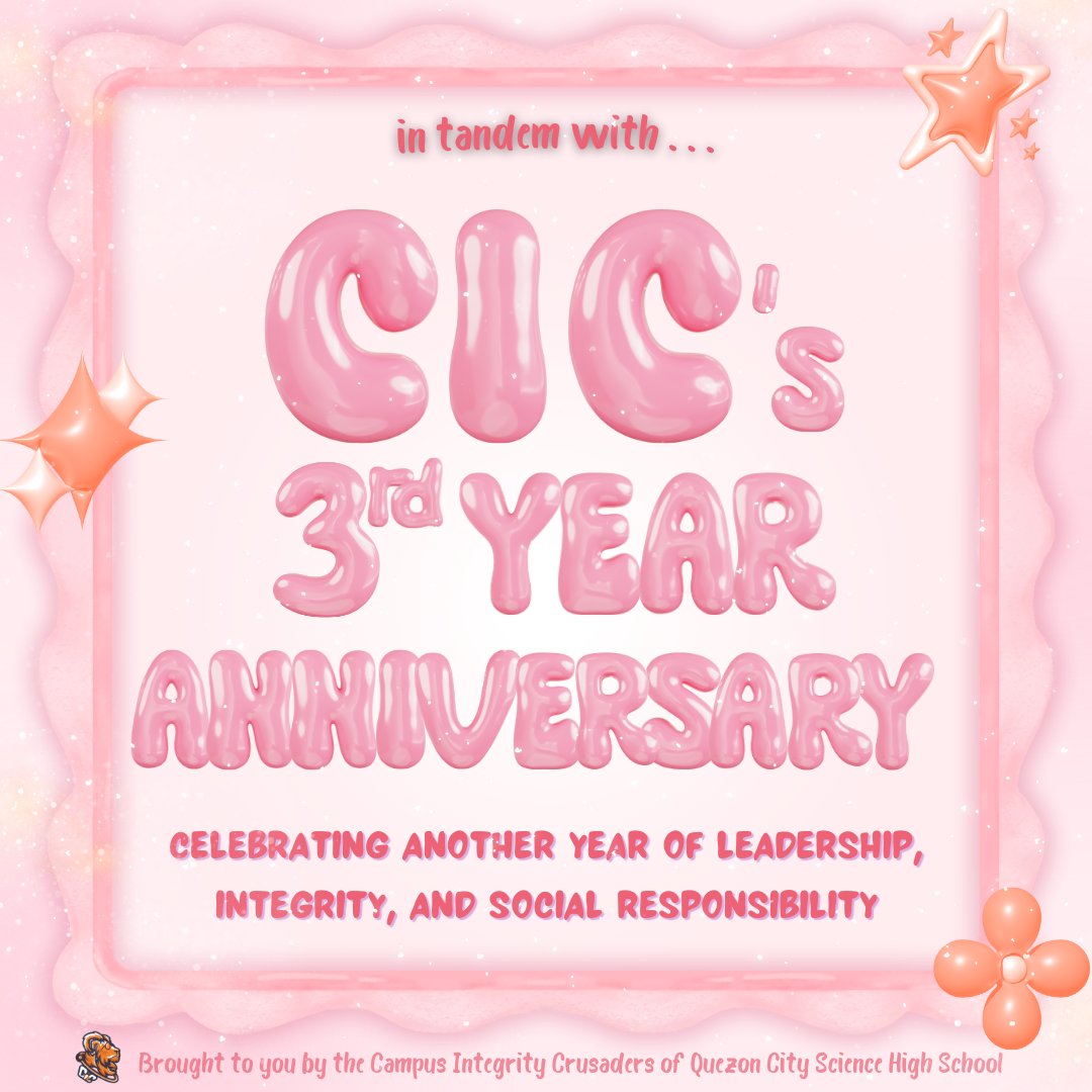 CIC_QCSHS's tweet photo. 𝐇𝐀𝐏𝐏𝐘 𝐂𝐈𝐂 𝐀𝐍𝐍𝐈𝐕𝐄𝐑𝐒𝐀𝐑𝐘, 𝐂𝐑𝐔𝐒𝐀𝐃𝐄𝐑𝐒 🎉

#PiDay
#CICQCSHSAnniversary https://t.co/KuOwMuRa0P