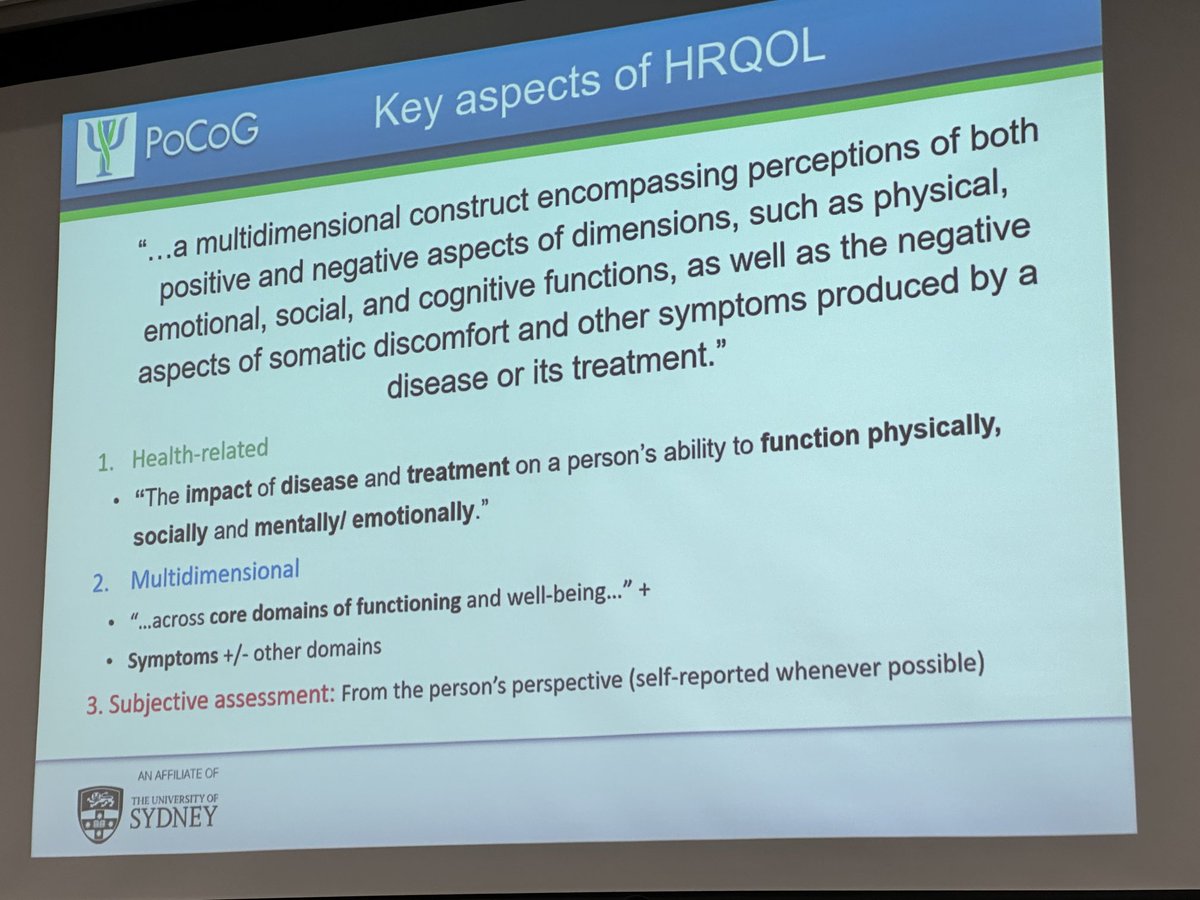 Great overview of QOL ⁦@hagsie⁩ #TROG2024. ⁦@TROGfightcancer⁩ Routine screening for psychosocial distress important for all people with #cancer
