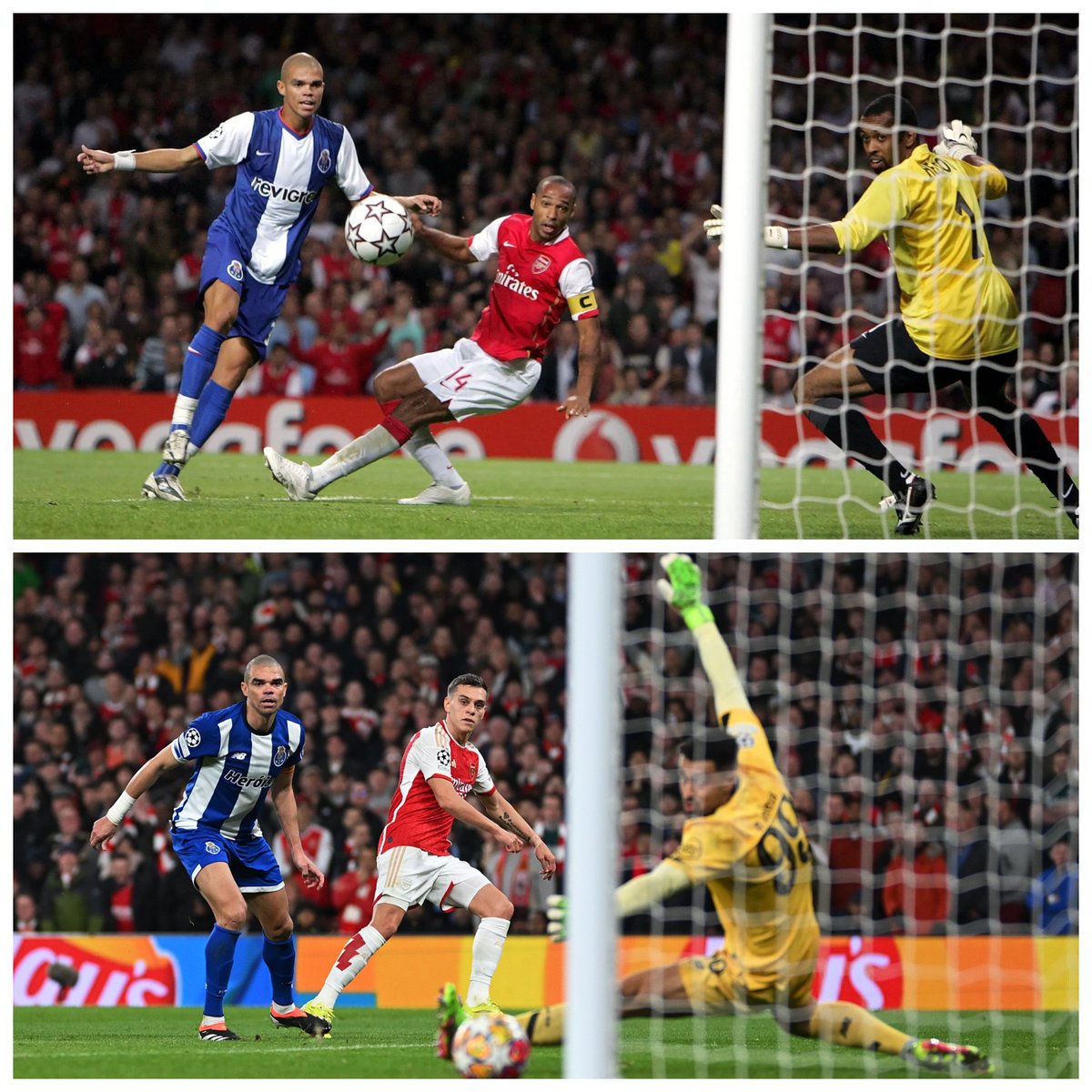 Guau, increíble esto. Foto de un Arsenal-Oporto de hace 16 años y foto de un Arsenal-Oporto el martes. 

Mismo enfoque del fotógrafo, mismo protagonista con Pepe, mismo tipo de gol.