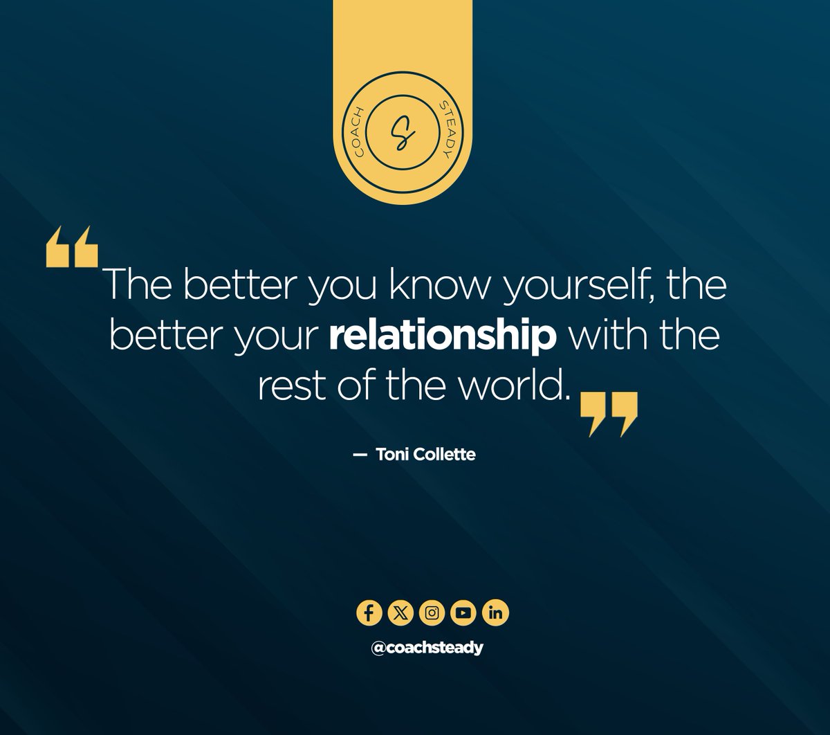 CoachSteady's tweet photo. "The deeper your self-awareness, the richer your connections with the world around you become."

#coachsteady https://t.co/9bFf03crKP