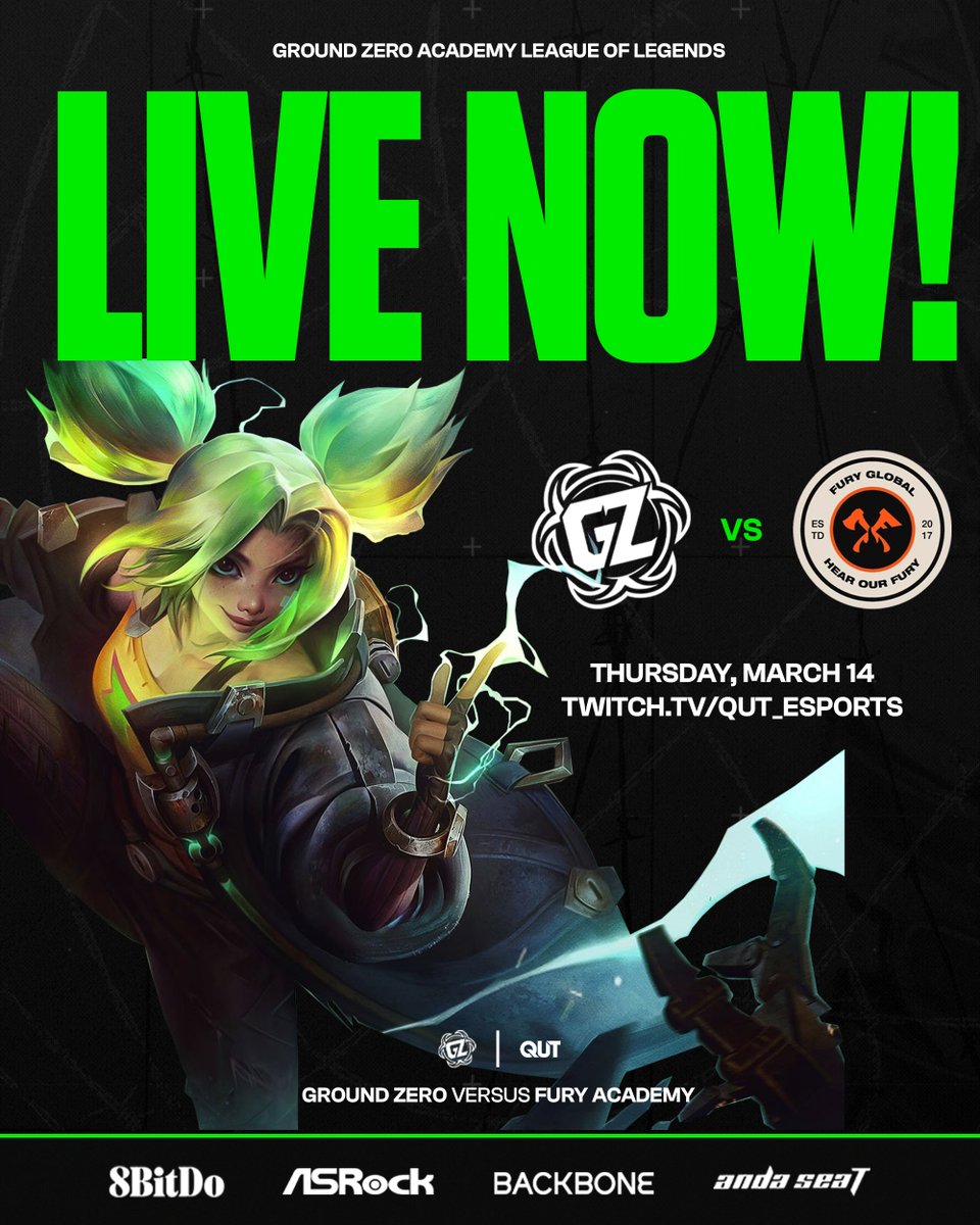 Ground Zero (@groundzerooce) on Twitter photo Get the first glimpse of our #GZLoL Academy Roster in action tonight as they are going live against Fury Academy in the <a href="/qutesports/">QUT Esports</a> Oceanic Developmental Tournament!🪓
📺twitch.tv/qut_esports
#GZPZ Get the first glimpse of our #GZLoL Academy Roster in action tonight as they are going live against Fury Academy in the <a href="/qutesports/">QUT Esports</a> Oceanic Developmental Tournament!🪓
📺twitch.tv/qut_esports
#GZPZ