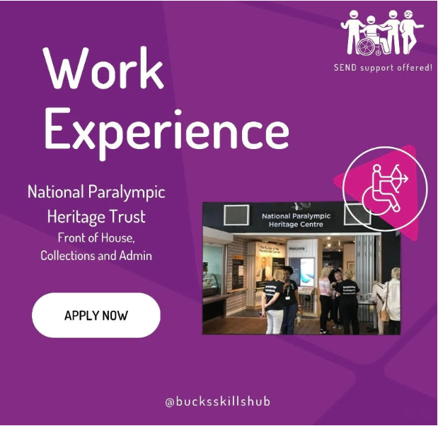 Check this fantastic work experience opportunity with the National Paraplegic Heritage Trust: gain invaluable office-based skills & front-of-house engagement support. Boost your people-facing soft skills! Apply here: bucksskillshub.org/work-experienc… @rgshw @BucksSkillsHub