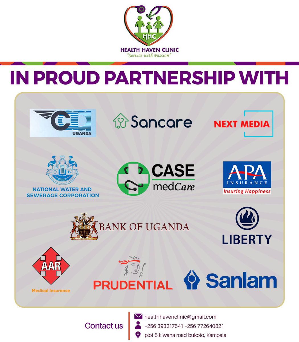 Health Haven Clinic partners with 10+ top medical insurance companies to bring you unparalleled healthcare services. Your well-being is our priority! #HealthHavenClinicUg