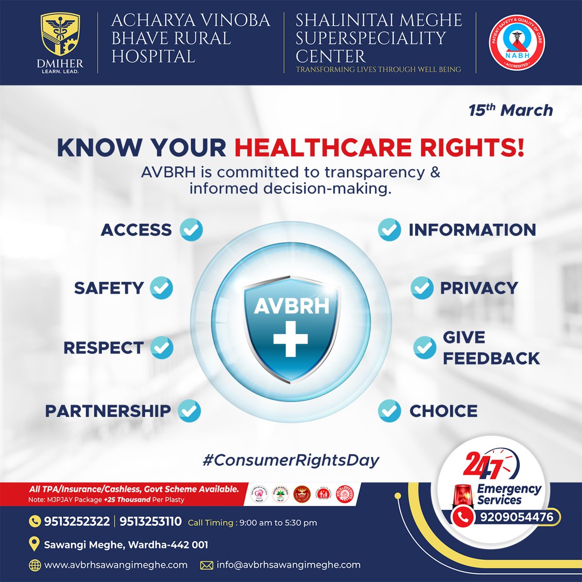 Happy Consumer Rights Day! At AVBRH & SMSC, we're proud to honor your rights as a patient every single day. Join us in celebrating #PatientRights and advocating for a healthcare system that puts you first.

#ConsumerRightsDay #HealthcareEquality #QualityCare #EmpoweredPatients