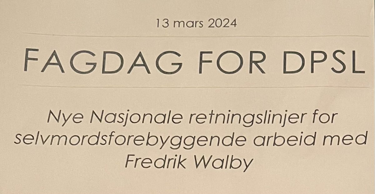 Kartleggingssystemet (@nssfkartlegging) on Twitter photo I dag er <a href="/walby_a/">Fredrik A. Walby</a> pÄ sykehuset Lillehammer for Ä snakke om nye nasjonale retningslinjer for selvmordsforebyggende arbeid! I dag er <a href="/walby_a/">Fredrik A. Walby</a> pÄ sykehuset Lillehammer for Ä snakke om nye nasjonale retningslinjer for selvmordsforebyggende arbeid!