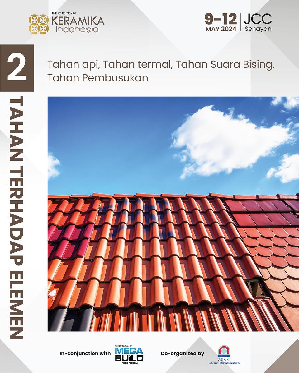 Keramikaid's tweet photo. Kalau genteng di rumahmu, pakai keramik gak?
Beberapa merek genteng keramik asal Indonesia, sekarang mulai mengeluarkan banyak inovasinya looh! Yuk, cari tahu alasannya!

📅 9-12 MAY 2024
📍Jakarta Convention Center (JCC)

#keramika #keramikaindonesia #keramik #ceramics https://t.co/JVnn9ScTMg