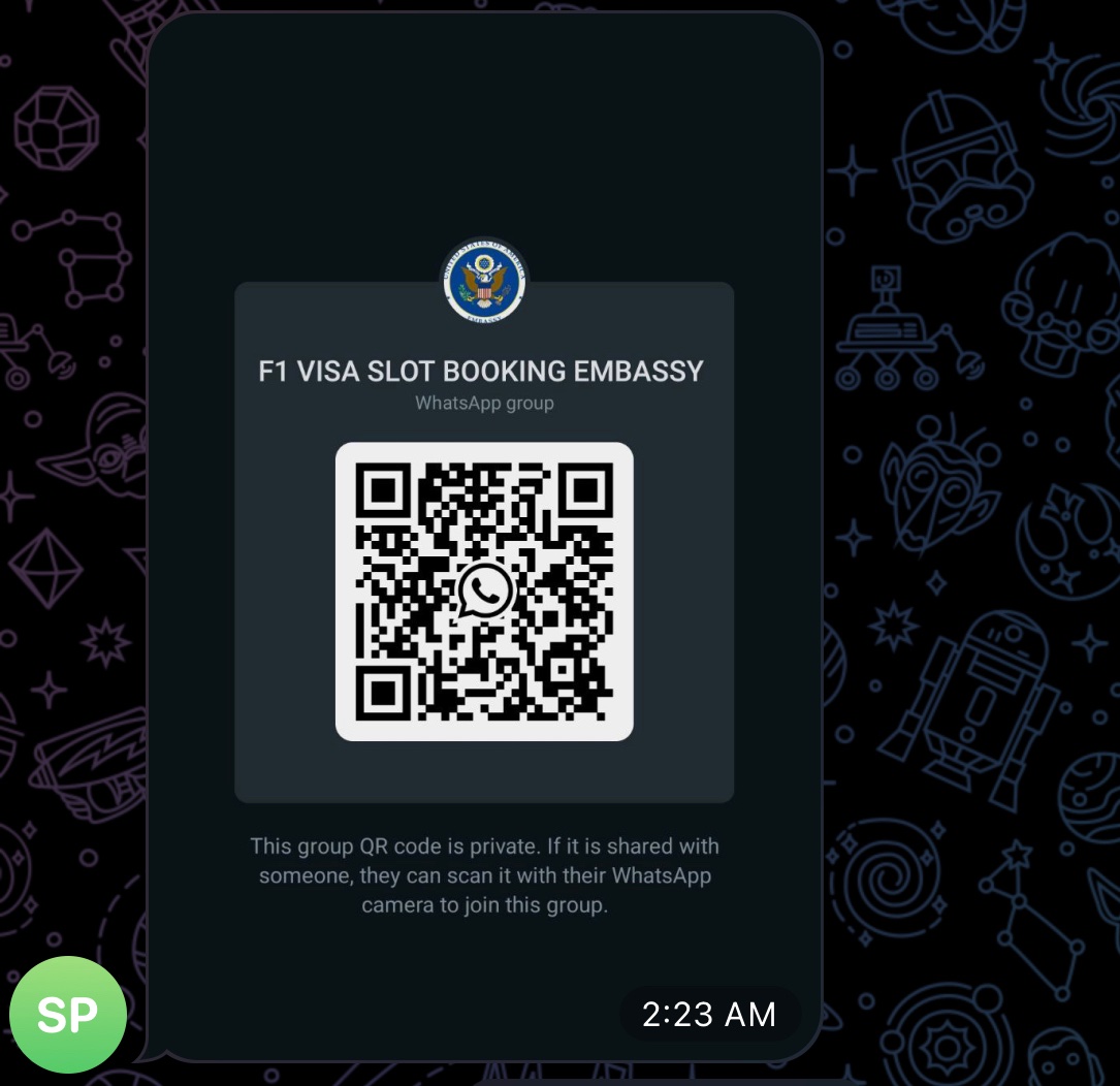 ABQHIKER's tweet photo. @USAndMumbai @iitbombay This whatsapp group is misleading students as US embassy. Plz take action.  They are using US embassy logo to mislead students https://t.co/wnMKR3eIUQ