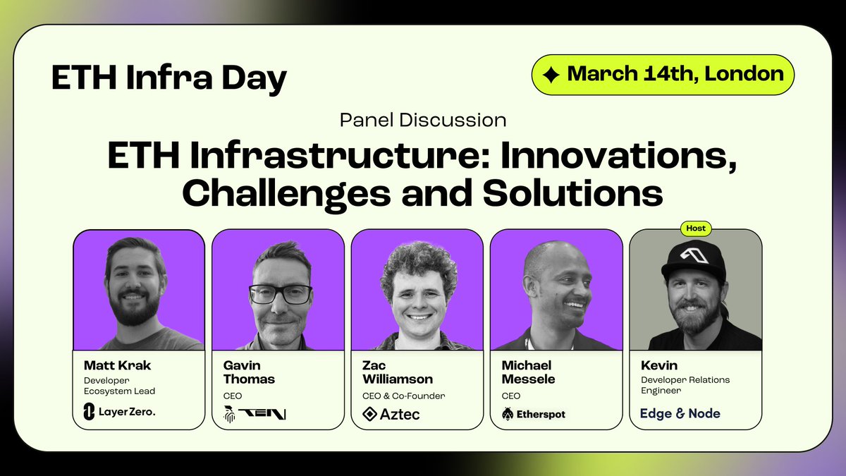 LayerZero_Core's tweet photo. Topic: "ETH Infrastructure: Innovations, Challenges and Solutions"

Speaker: @unkrakable

Thursday (3/14), 6:00pm https://t.co/wgQafkruDH