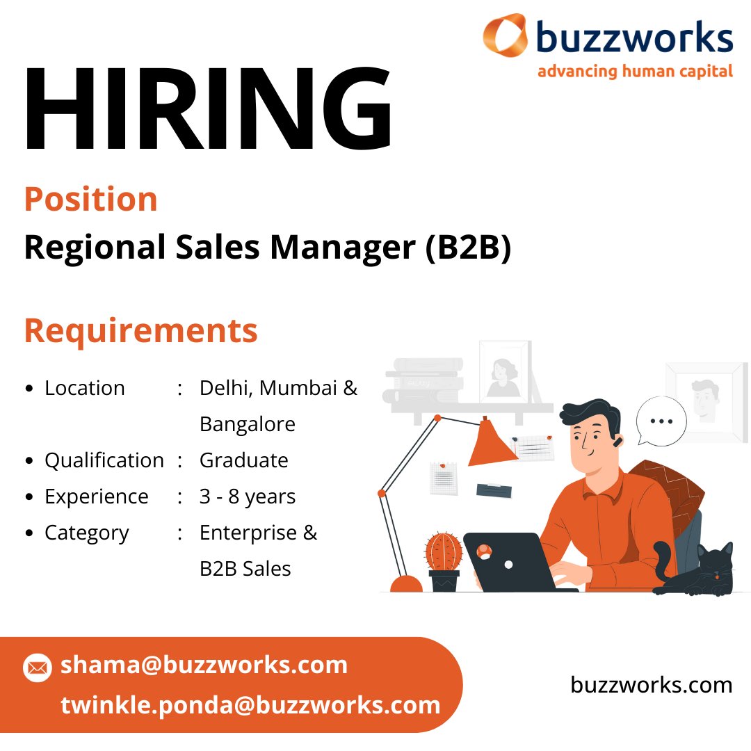 buzzworksdotcom's tweet photo. Join Our Growth Journey! Now hiring for Regional Sales Manager. Apply today and be part of our success story. 📧 Send your resumes to: shama@buzzworks.com and twinkle.ponda@buzzworks.com

#buzzworks #hiring #hiringnow #salesmanager #jobopportunity #joinourteam #careergrowth https://t.co/KHVkmy723U