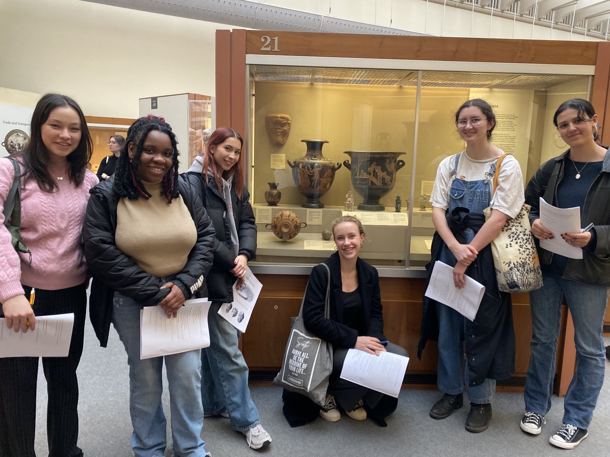 Classics_WHS's tweet photo. A Level Classical Civilisation students amused by the Cheiron vase at the British Museum yesterday #Greektheatre #ClassCiv #Cheiron https://t.co/1v5NeypRu7