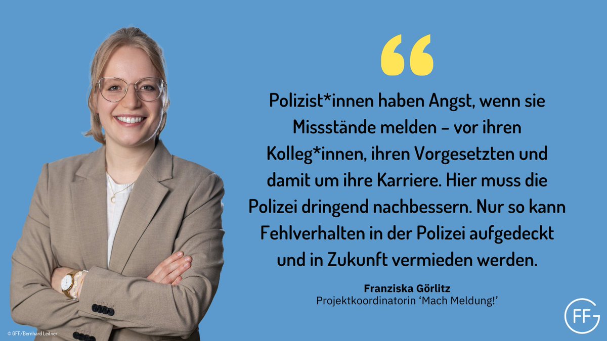 freiheitsrechte's tweet photo. Anlässlich der heutigen Wahl des #Bundespolizeibeauftragten veröffentlichen wir eine Studie zu #Whistleblowing in der #Polizei. Die Bilanz: #Polizist*innen müssen noch besser geschützt und mehr über den neuen #Hinweisgeberschutz informiert werden. https://t.co/qaG8CA4Jhx https://t.co/JdmQZLIWuG