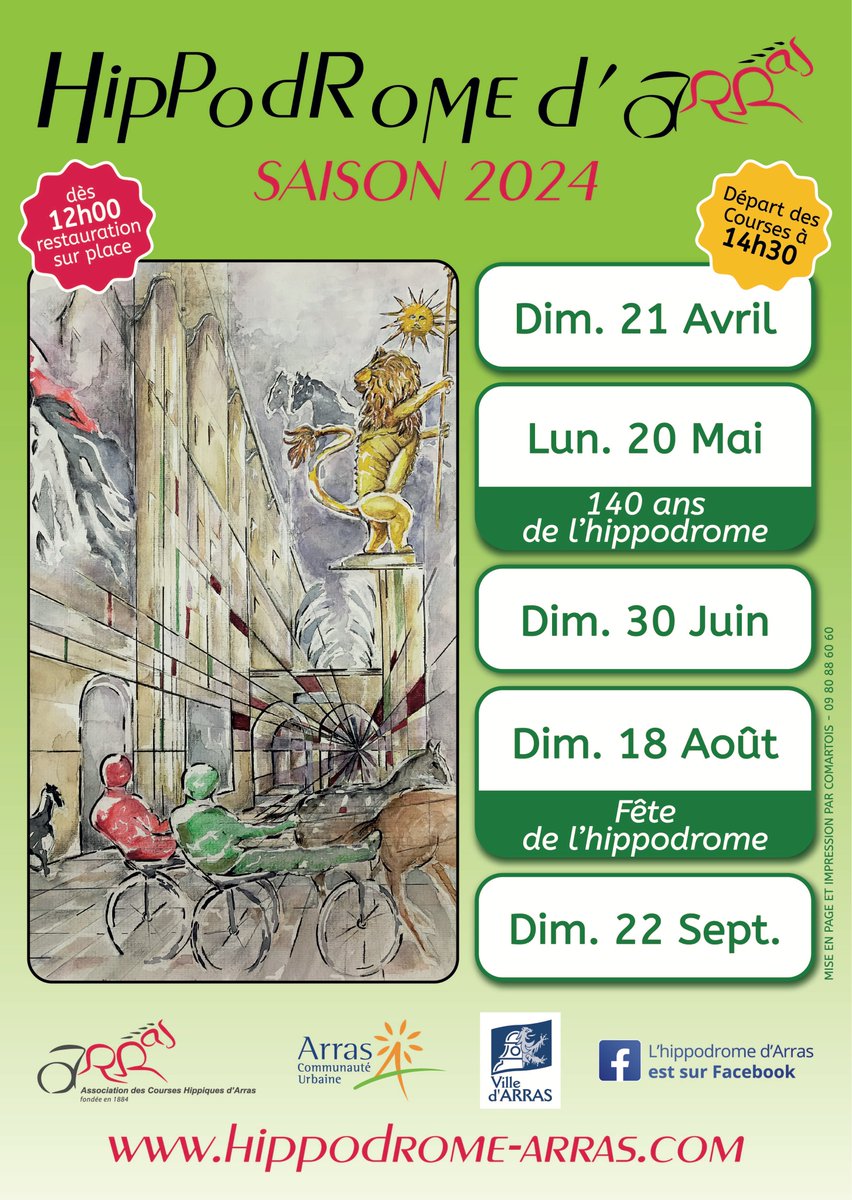 VilleArras's tweet photo. 🐎 Avec le retour des beaux jours, quoi de mieux que les courses hippiques ?
📆 Voici le programme des courses de la saison
👉 Dimanche 21 avril
👉 Lundi 20 mai, 140 ans de l'hippodrome
👉 Dimanche 30 juin
👉 Dimanche 18 août
👉 Dimanche 22 septembre
ℹ  https://t.co/lBHijfw4BI https://t.co/jdmmjIq27H