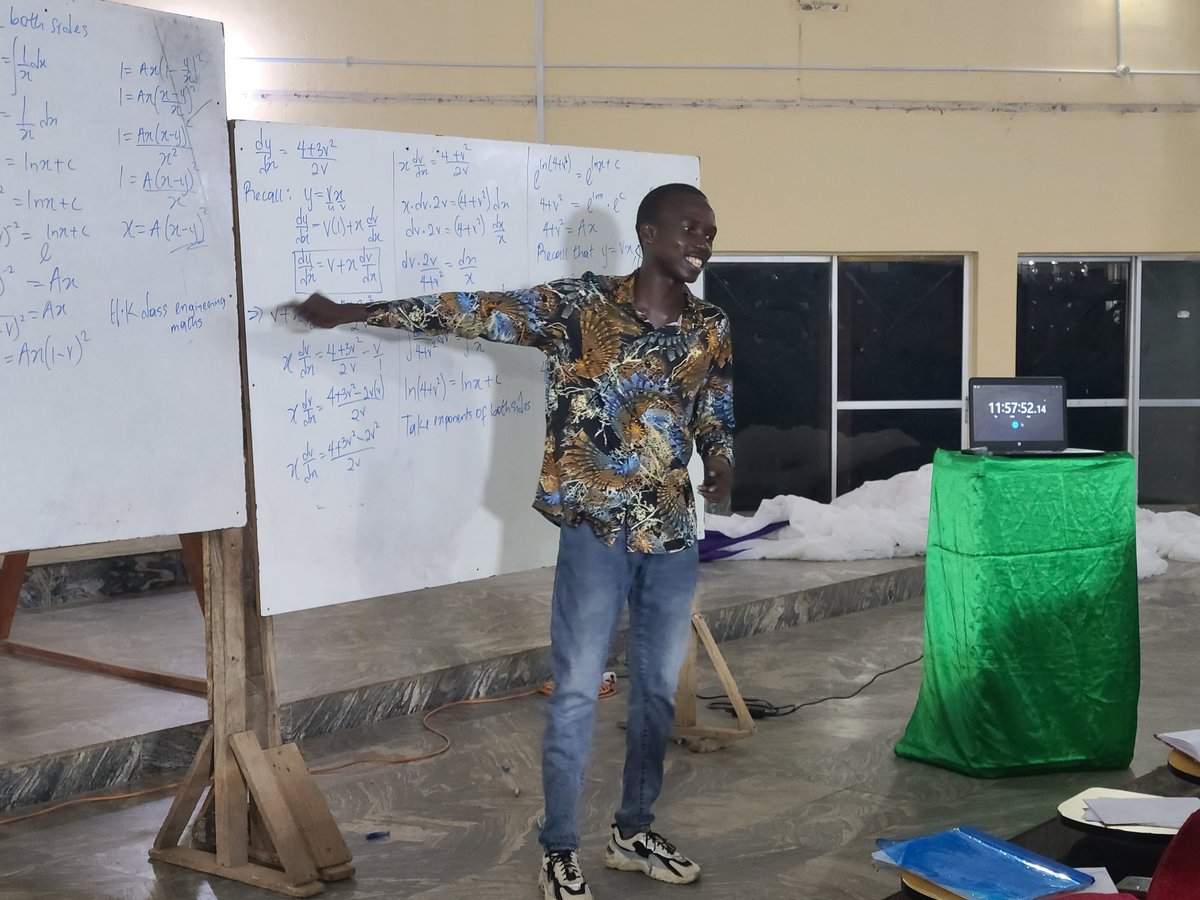FutaBro's tweet photo. 19 hours and counting: Samuel Emmanuel, the 400l student of FUTA attempting to break the World Guinness Record for the longest Mathematics tutorial by an individual has gone 19 hours in the attempt. #BundayMathathon https://t.co/74emvgWPU8