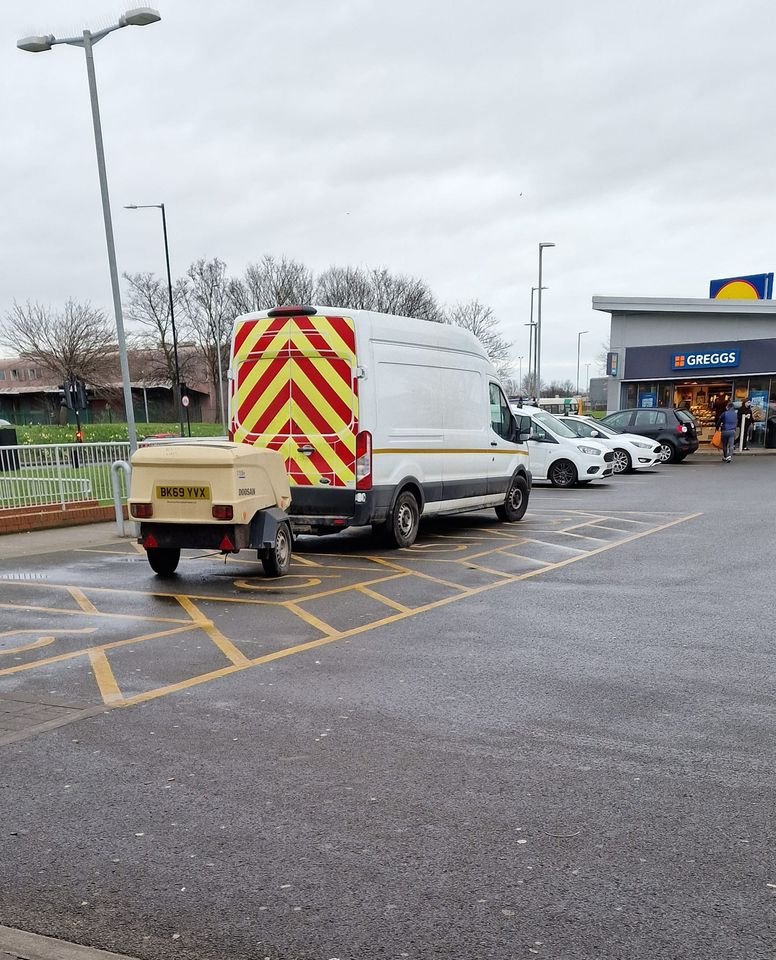 park like a twat ---  Absolute doozy spotted this morning parked over three disabled parking bays