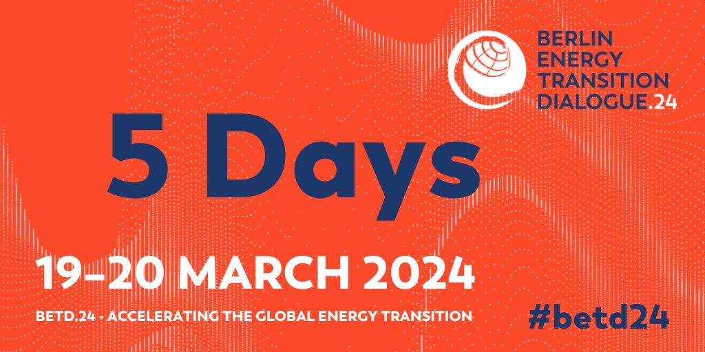 📢 ⏰ ⏳ In no more than #5days the #betd24 starts at the Federal Foreign Office in #Berlin, #Germany. Cannot wait! #betd24 #Energiewende #renewables #TeamErneuerbare #jointheDialogue #greenfuture @BMWK @GermanyDiplo @bEEmerkenswert @BSWSolareV @dena_news
