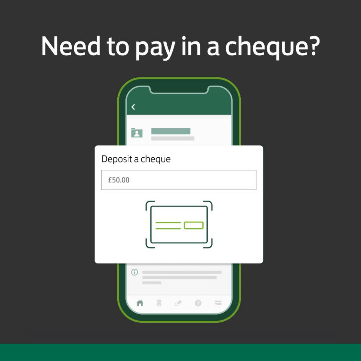 Did you know you can deposit cheques up to £10,000 using our mobile app? Just enter a few details and scan it using your phone’s camera, and we’ll deposit it into your account. Find out more here: spr.ly/6015ni2rJ #ByYourSide