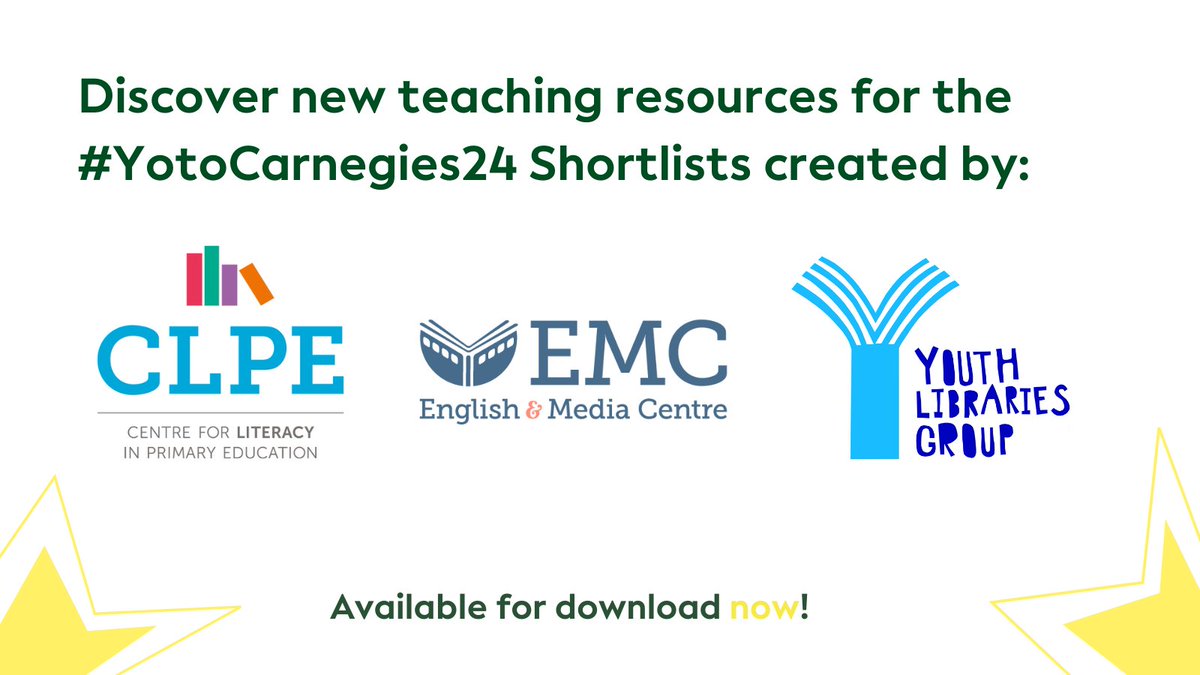 Dive into the amazing teaching resources for the #YotoCarnegies24 Shortlists by @clpe1, @EngMediaCentre, and @youthlibraries! Bursting with fresh activities, prompts, & reading guides. 📚✨ Access the packs on each book's page, or download all here: yotocarnegies.co.uk/take-part/down…