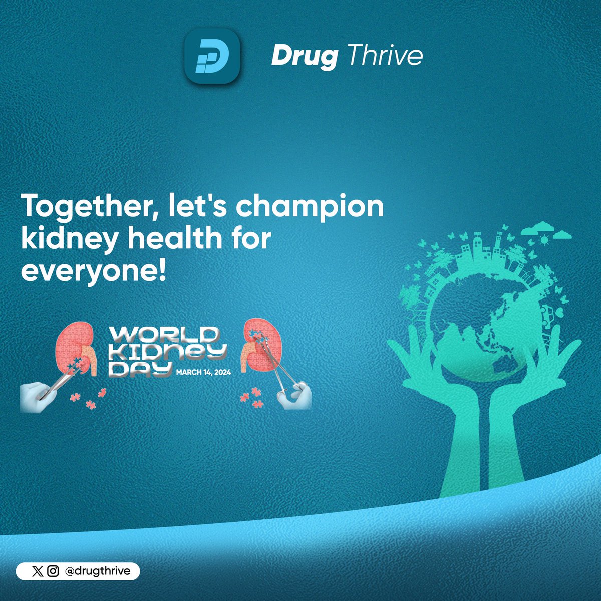 DrugThrive's tweet photo. Healthy kidneys, healthy you! Learn more about kidney disease today. 
#WorldKidneyDay #KidneyHealth #KidneyHealthForAll https://t.co/7f3E5gv0hG