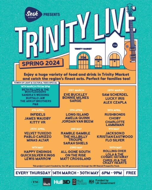 A beer, great food and music after work today? Come and join us for the first Trinity Live of the year, starting at 5pm! 🎸 #mustbehull