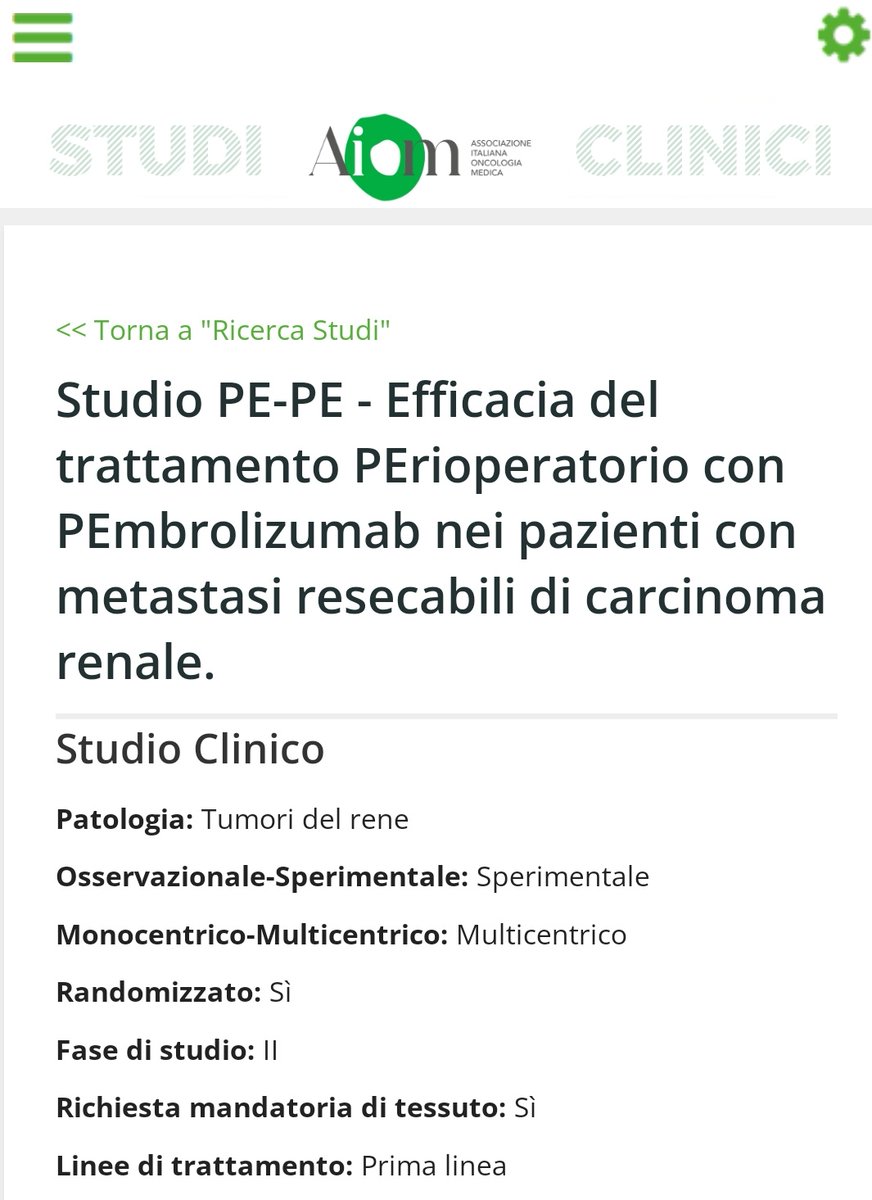 📢Lo studio PE-PE sta testando l'efficacia dell'immunoterapia nei pazienti con recidiva tardiva e resecabile di tumore renale è ora sul sito #AIOM! 30 i centri attivi sul territorio nazionale per favorire la ricerca🔬 accademica al fianco dei pazienti 🫂. studiclinici.aiom.it/studi%2dclinic…